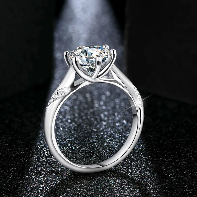 925 Sterling Silver Ring 1Ct 2Ct 3Ct Classic Style Moissanite Diamond Ring Wedding Party Anniversary Ring for Women Fine Jewelry