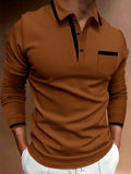 Manfinity Homme Men Long Sleeve Quarter Button Casual Work Cotton Polo Shirt, Boyfriend Gift, Fall Cotton, Formal