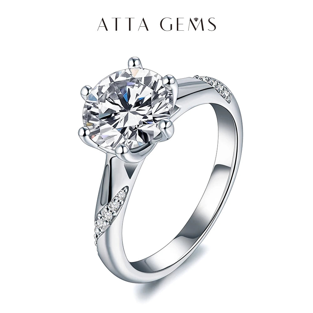 925 Sterling Silver Ring 1Ct 2Ct 3Ct Classic Style Moissanite Diamond Ring Wedding Party Anniversary Ring for Women Fine Jewelry