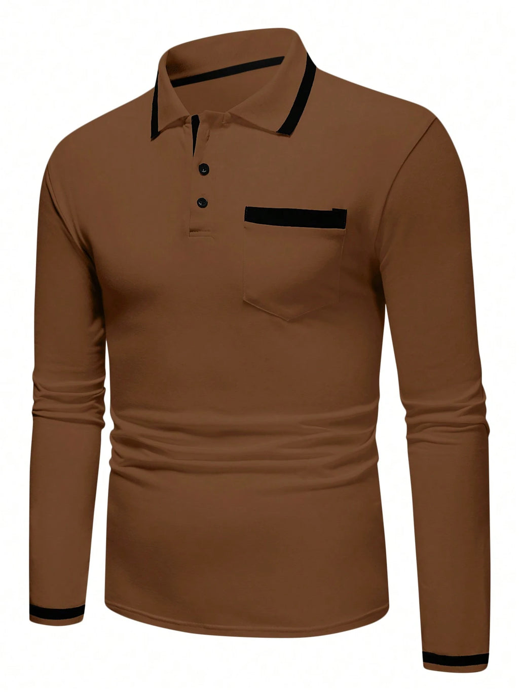 Manfinity Homme Men Long Sleeve Quarter Button Casual Work Cotton Polo Shirt, Boyfriend Gift, Fall Cotton, Formal