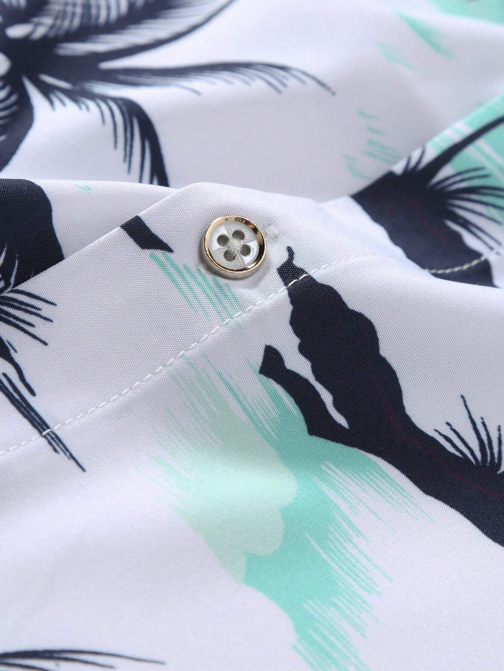 Genlund Men Summer Holiday Style Casual Short Sleeve Shirt Palm Tree Print Baggy Button up Graphic Colorful Vacation Shirt