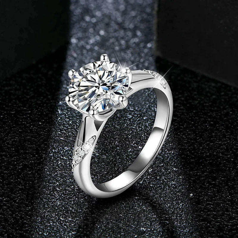 925 Sterling Silver Ring 1Ct 2Ct 3Ct Classic Style Moissanite Diamond Ring Wedding Party Anniversary Ring for Women Fine Jewelry