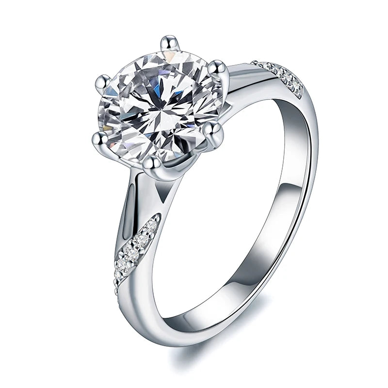925 Sterling Silver Ring 1Ct 2Ct 3Ct Classic Style Moissanite Diamond Ring Wedding Party Anniversary Ring for Women Fine Jewelry
