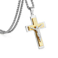 Bible Silver Color Jesus Cross Stainless Steel Pendants Necklaces Byzantine Long Chain Necklace for Men Jewelry Colar Collier